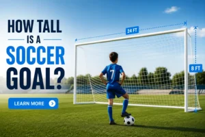 standard soccer goal measures 8 feet high and 8 yards wide